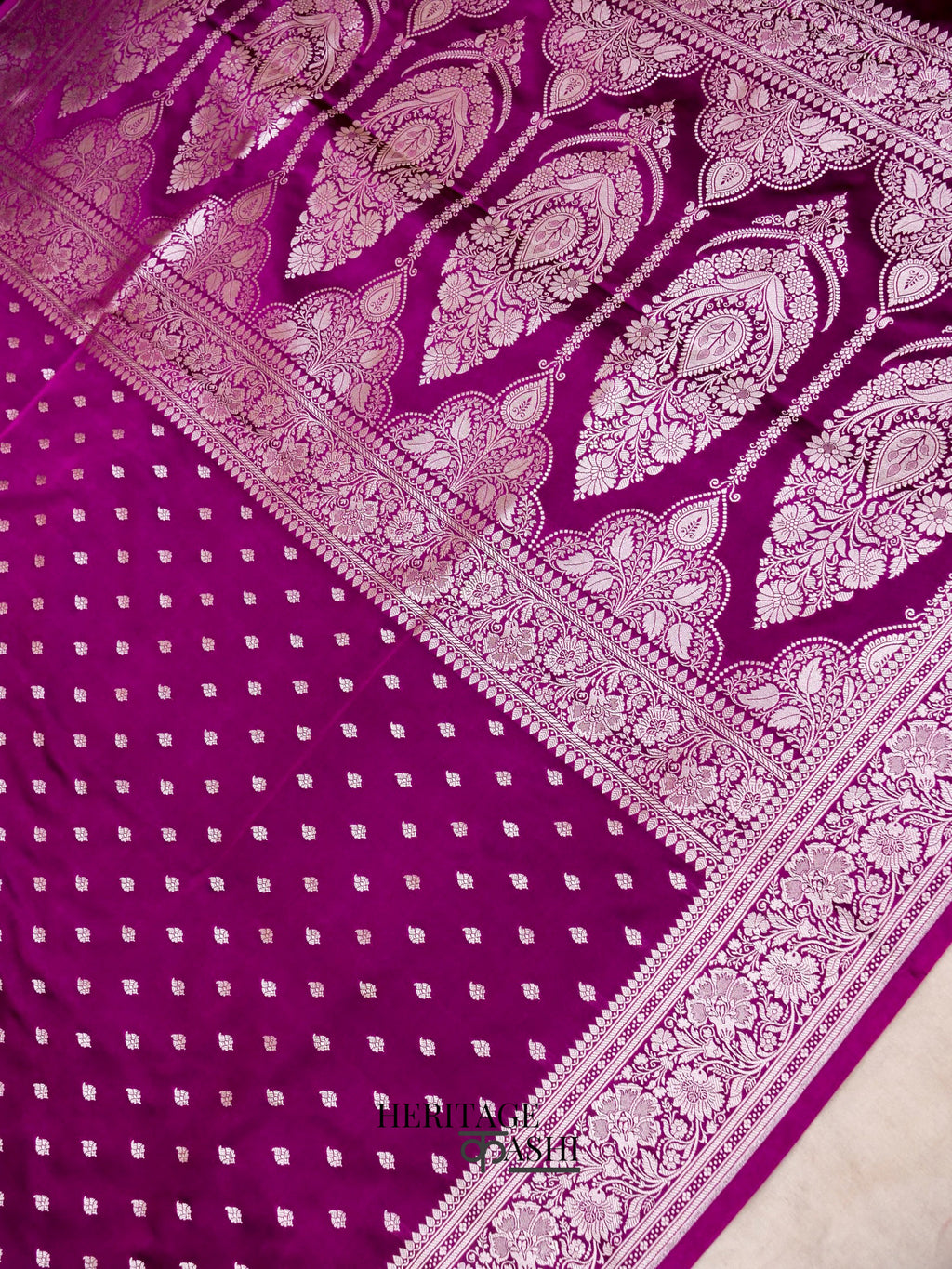 Purple Mashru Silk Buti Handloom Saree