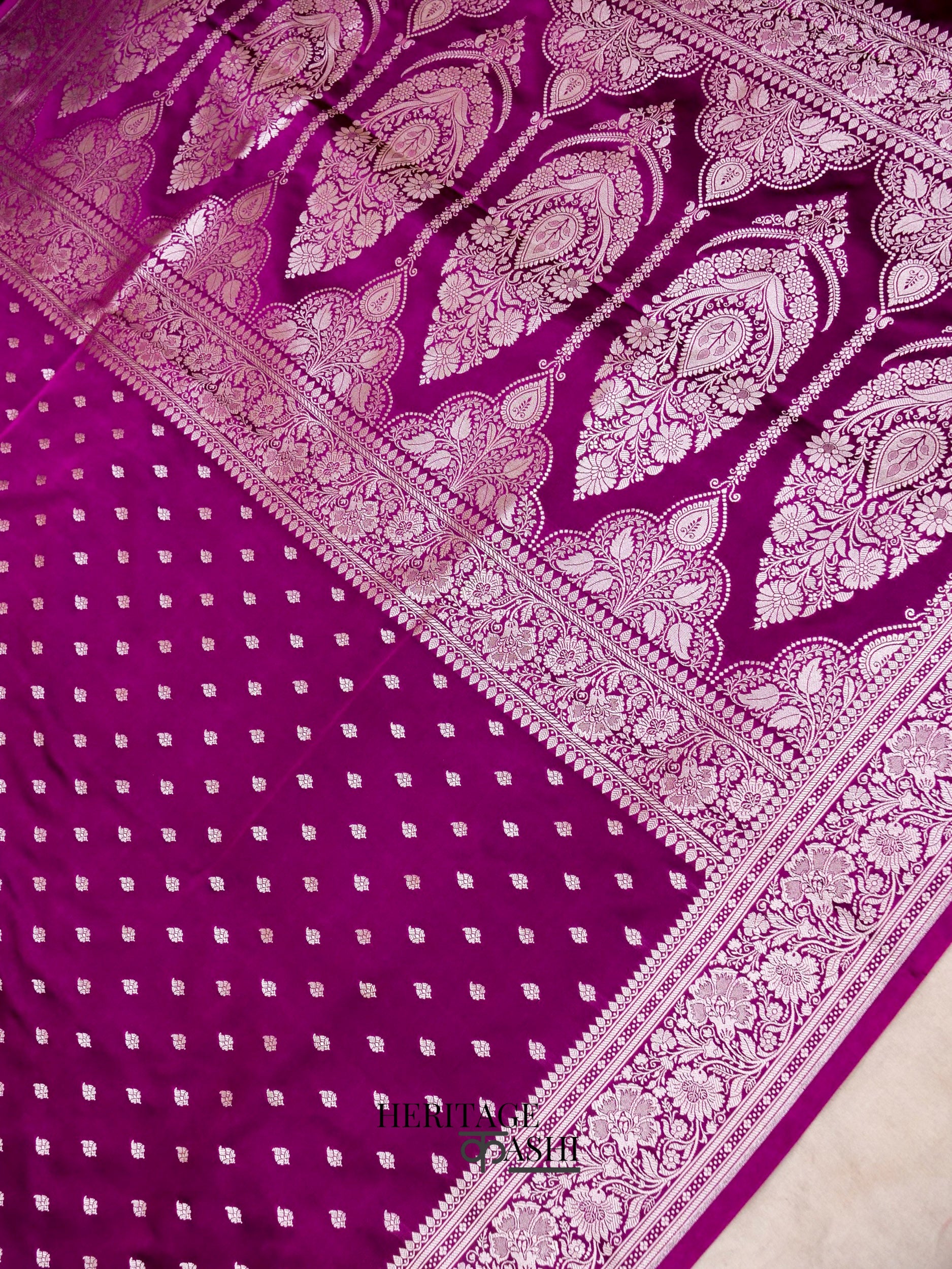 Purple Mashru Silk Buti Handloom Saree