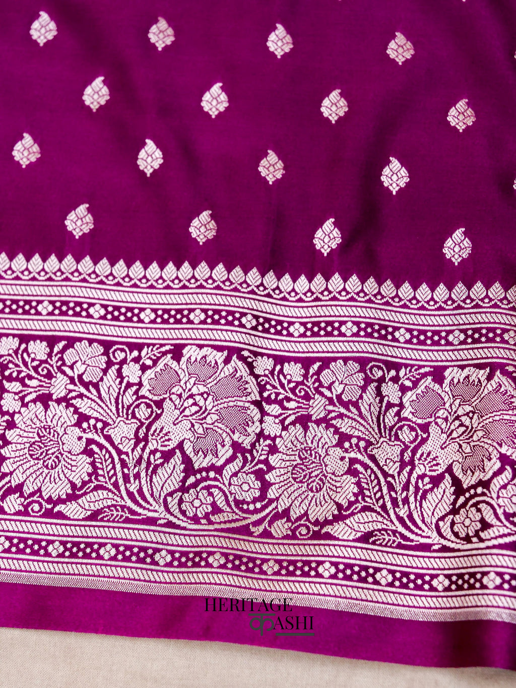 Purple Mashru Silk Buti Handloom Saree
