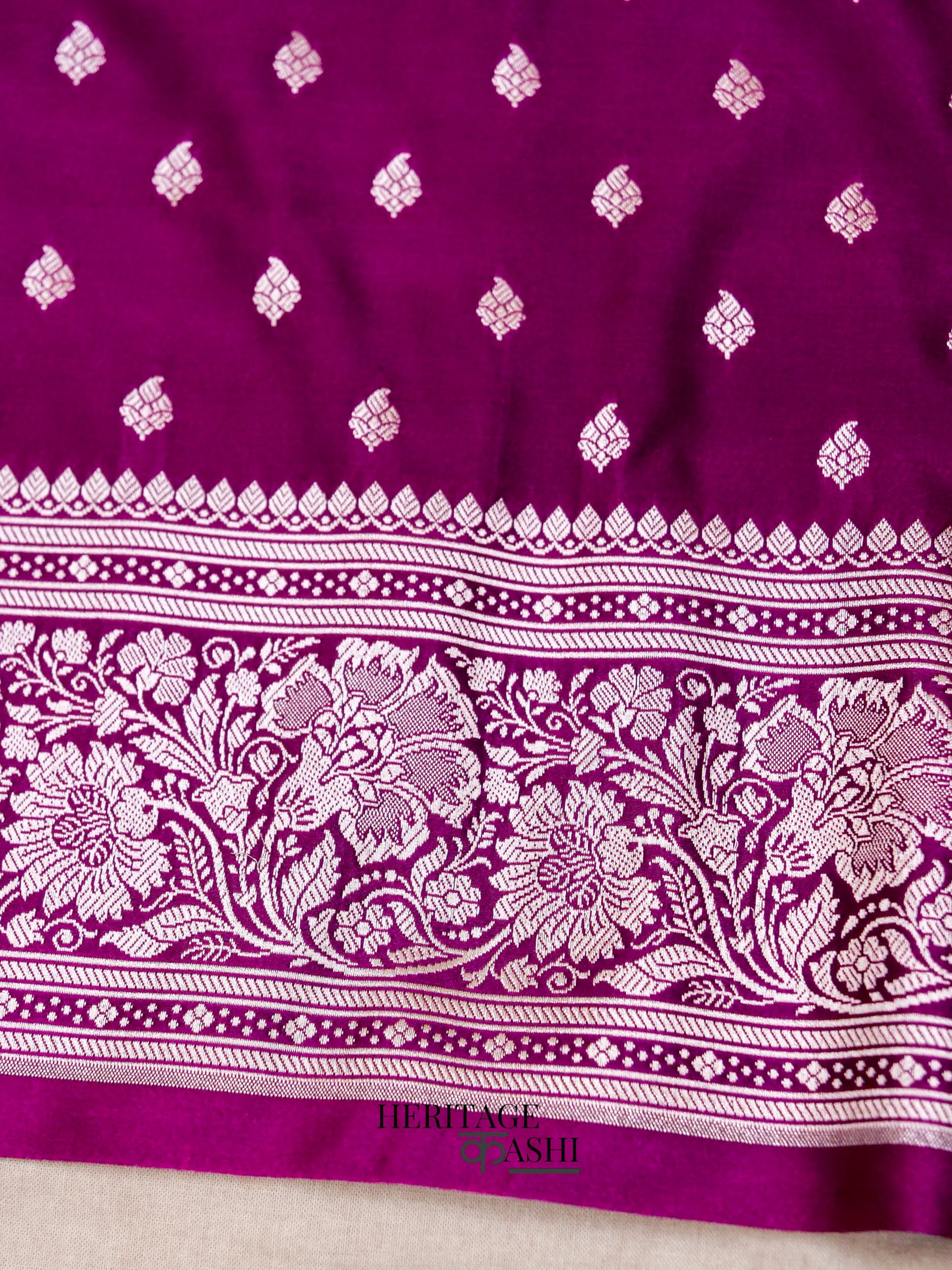Purple Mashru Silk Buti Handloom Saree