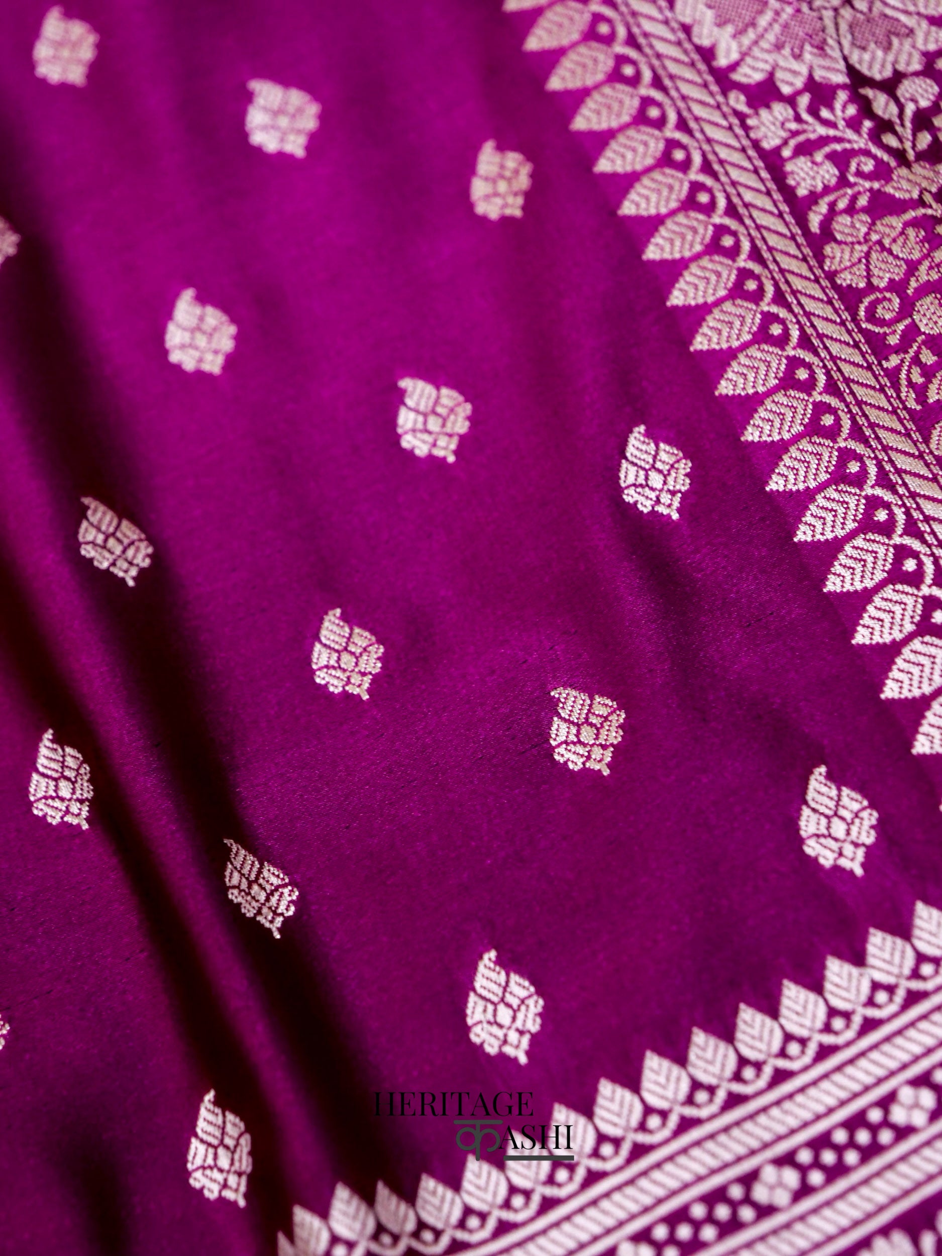 Purple Mashru Silk Buti Handloom Saree