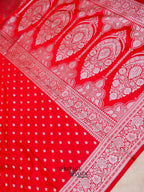 Crimson Red Mashru Silk Buti Handloom Saree
