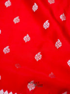 Crimson Red Mashru Silk Buti Handloom Saree