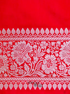 Crimson Red Mashru Silk Buti Handloom Saree