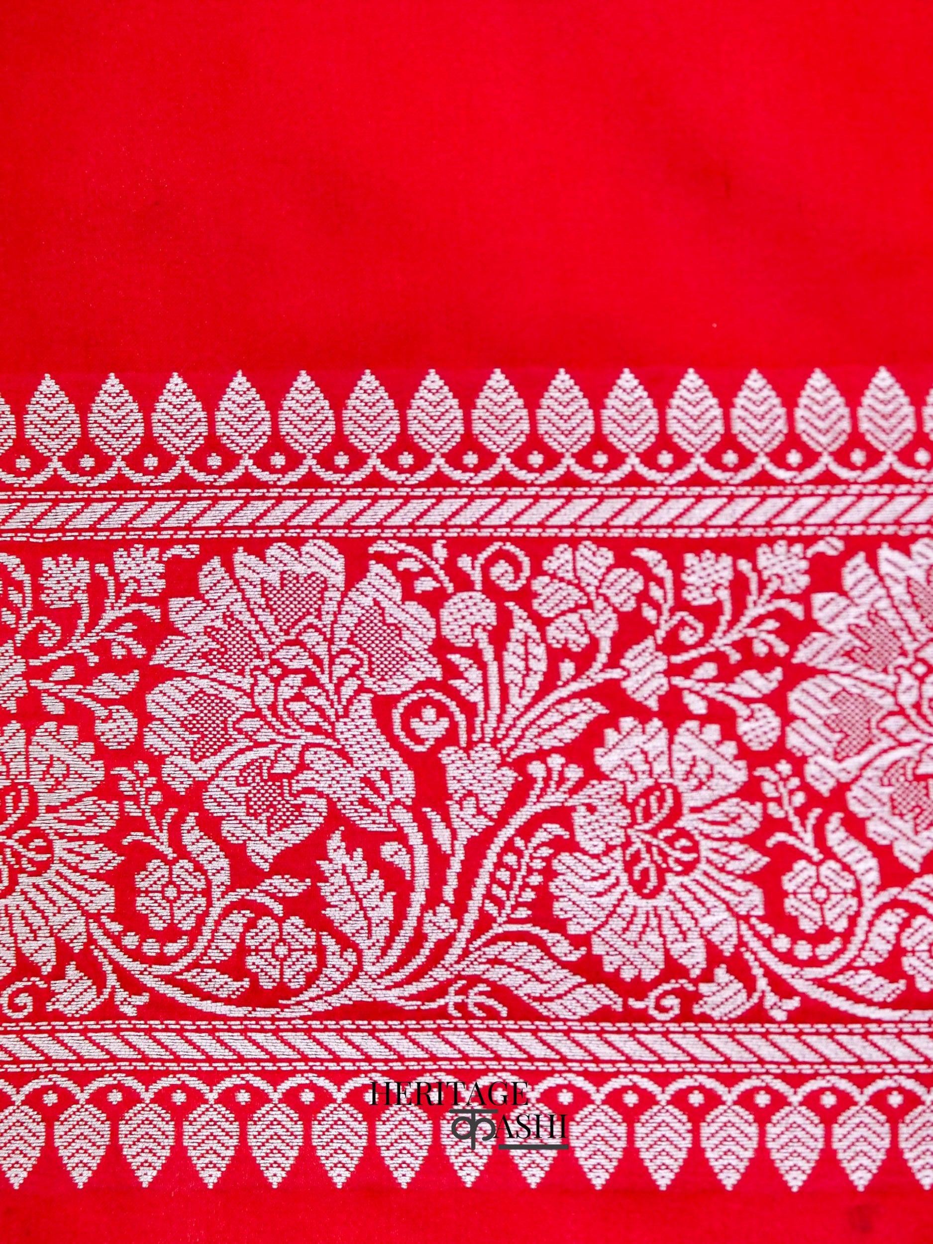 Crimson Red Mashru Silk Buti Handloom Saree