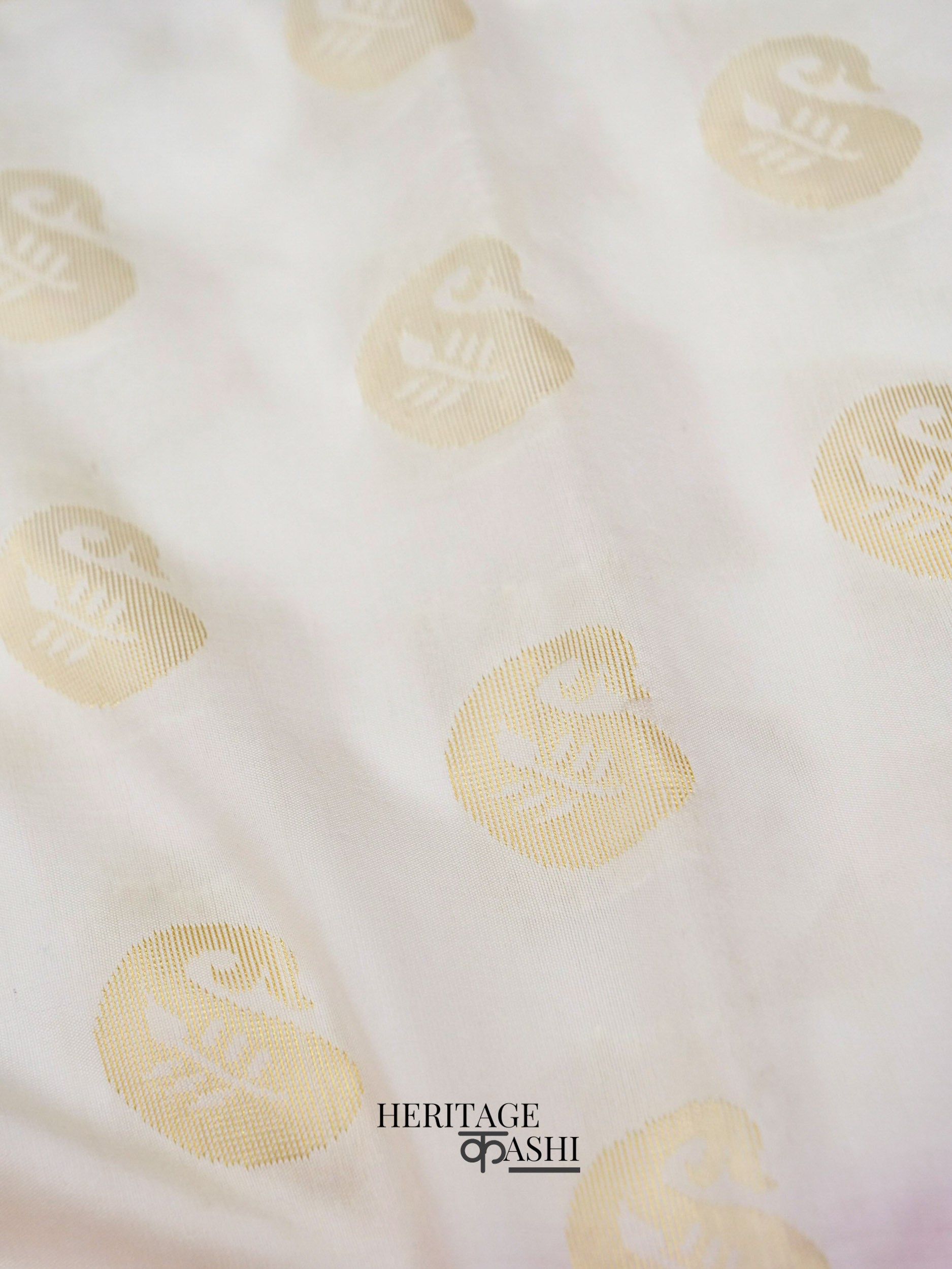 White Red Katan Silk Golden Paisley Motifs Saree