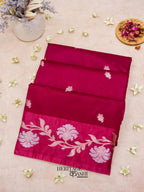 Wine Red Mango Silk Banarasi Jaal Border Saree
