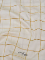 White Red Katan Silk Golden Checks Saree
