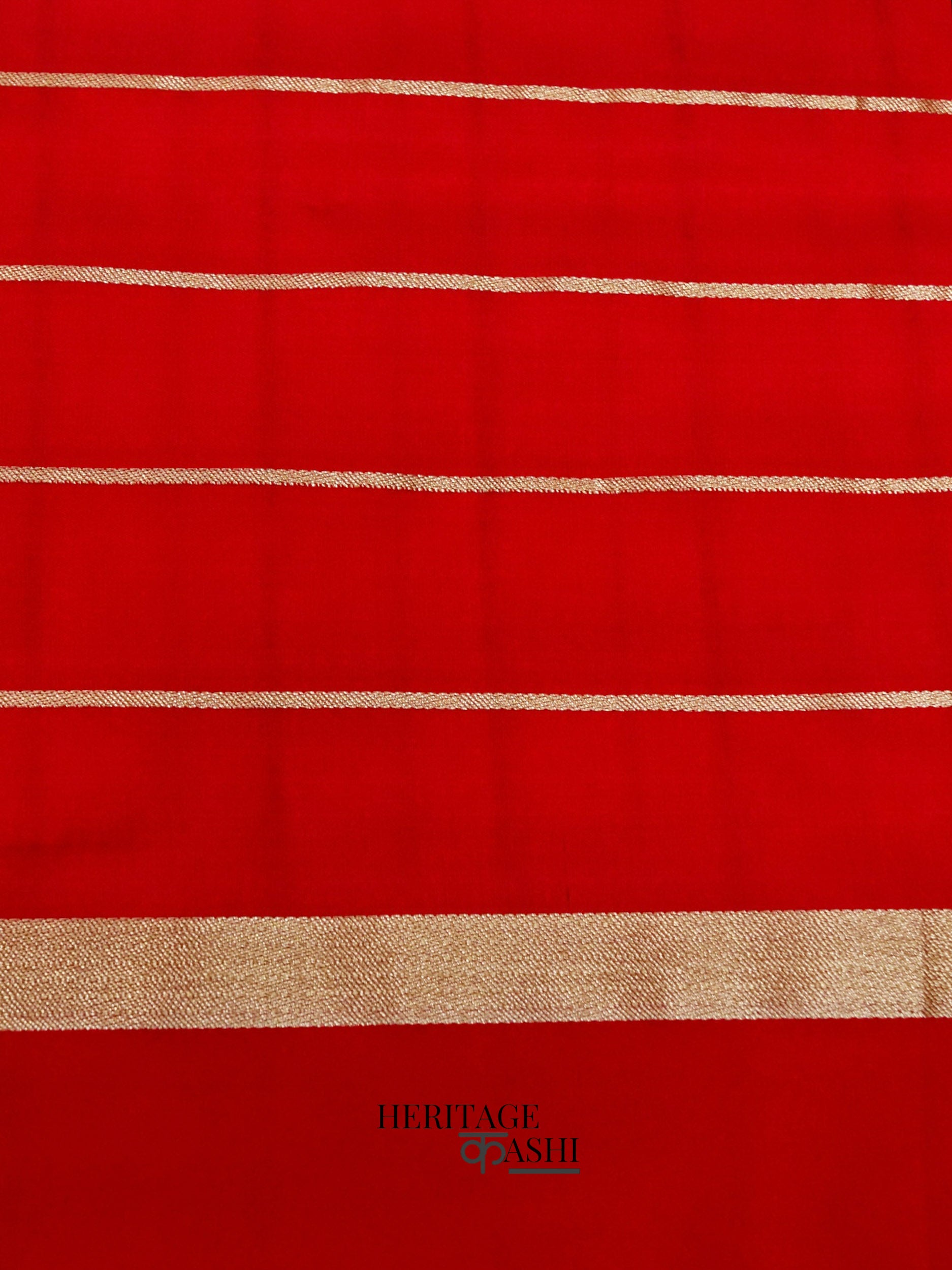 White Red Katan Silk Golden Checks Saree