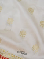 White Red Katan Silk Heavy Banarasi Zari Pallu Saree