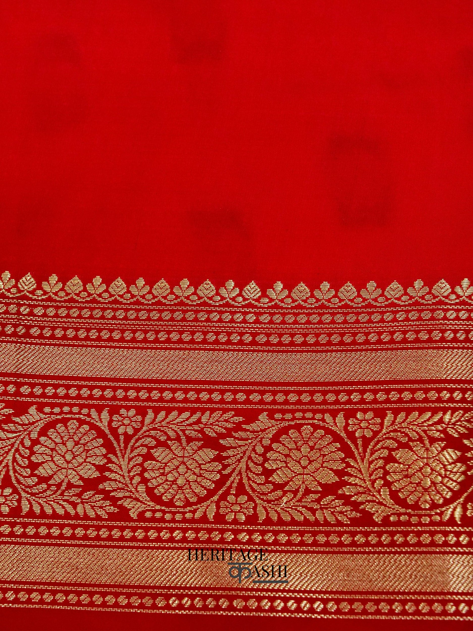 White Red Katan Silk Heavy Banarasi Zari Pallu Saree