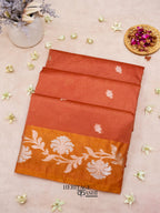 Rust Orange Mango Silk Banarasi Jaal Border Saree