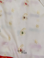 White Red Katan Silk Multicolor Paisley Banarasi Pallu Saree