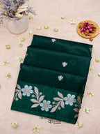 Emerald Green Mango Silk Banarasi Jaal Border Saree