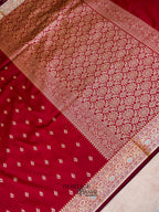 Blood Red Katan Silk Buti With Minakari Border Saree