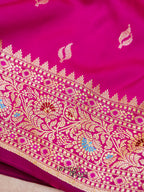 Pink Katan Silk Buti With Minakari Border Saree
