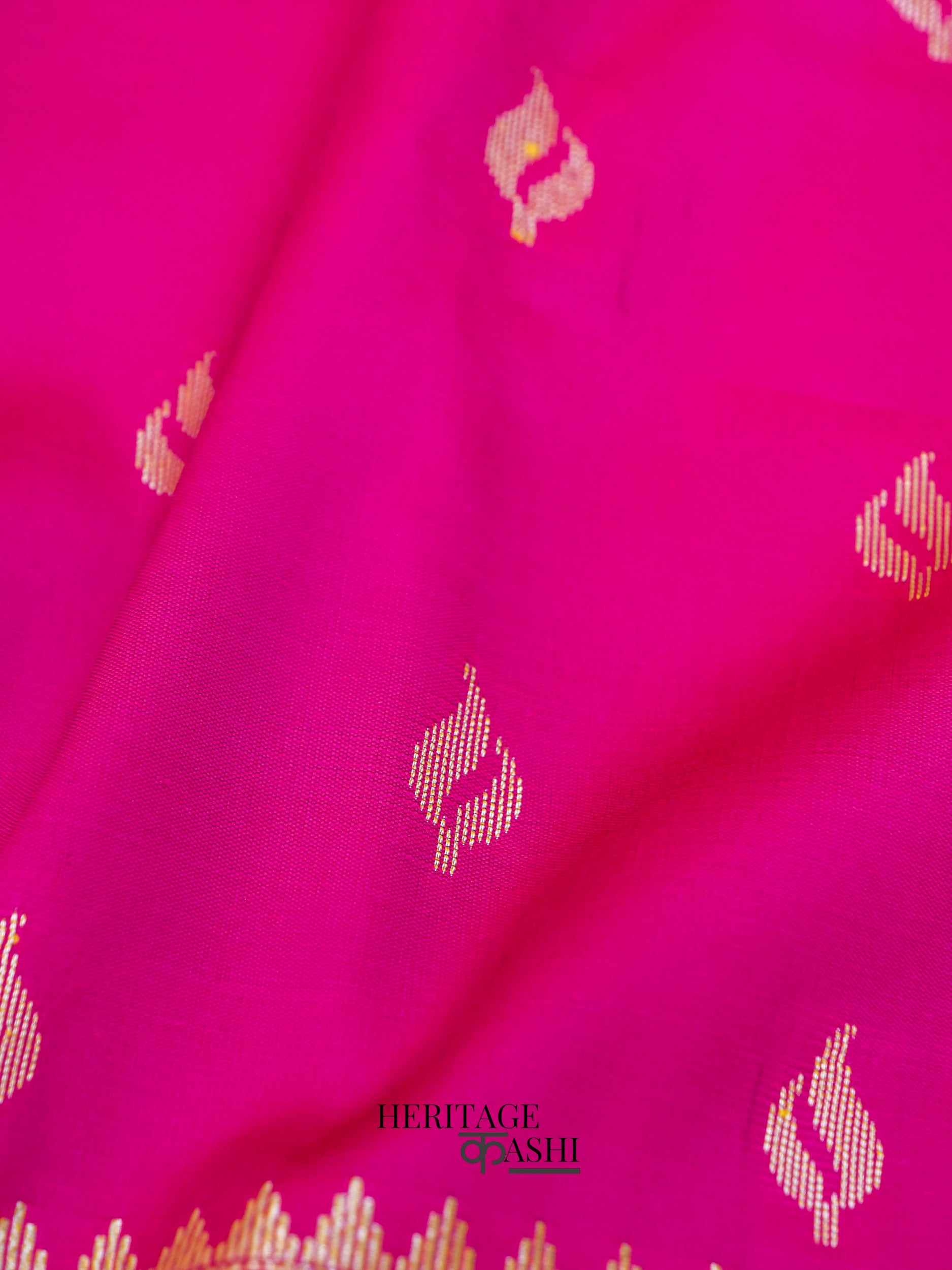Pink Katan Silk Buti With Minakari Border Saree