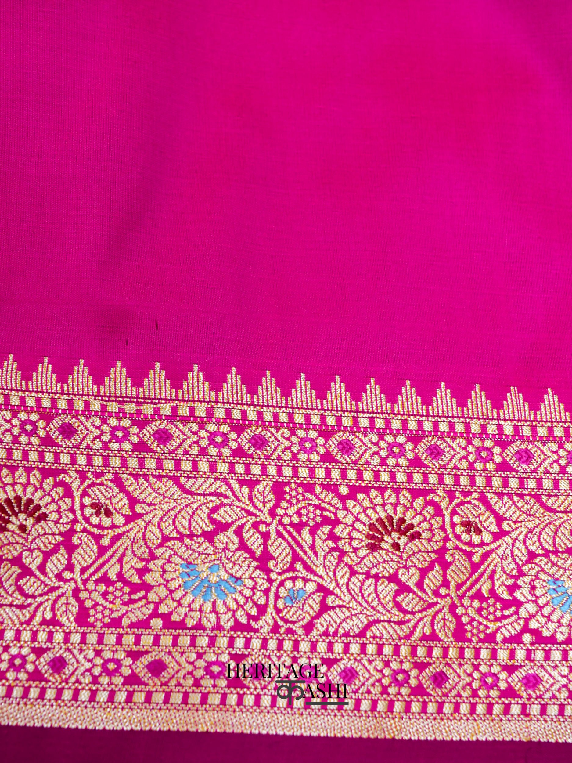 Pink Katan Silk Buti With Minakari Border Saree
