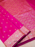 Pink Katan Silk Buti With Minakari Border Saree