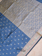 Dusky Blue Katan Silk Buti With Minakari Border Saree