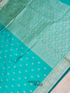 Teal Green Katan Silk Buti With Minakari Border Saree