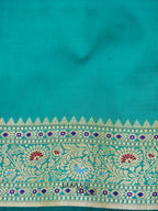 Teal Green Katan Silk Buti With Minakari Border Saree