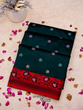 Dark Green Banarasi Soft Silk Ganga Jamuna Saree