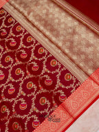 Maroon Katan Floral Tilfi Jaal Saree