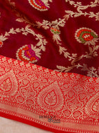 Maroon Katan Floral Tilfi Jaal Saree