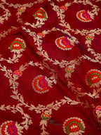 Maroon Katan Floral Tilfi Jaal Saree
