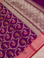 Purple Katan Floral Tilfi Jaal Saree