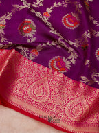 Purple Katan Floral Tilfi Jaal Saree
