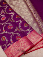 Purple Katan Floral Tilfi Jaal Saree
