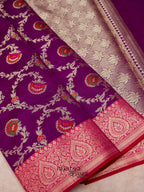 Purple Katan Floral Tilfi Jaal Saree