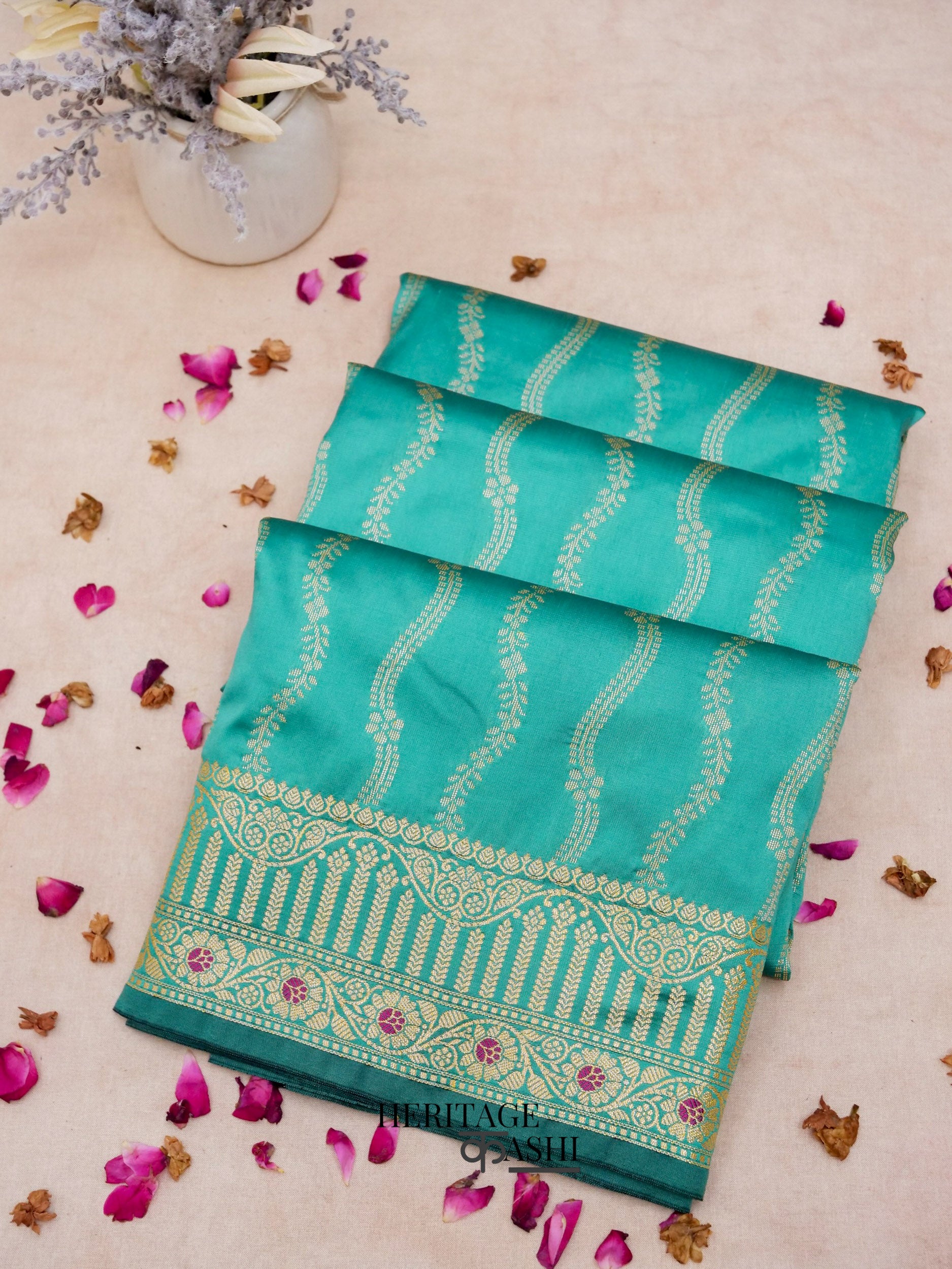 Sea Green Banarasi Silk Designer Saree