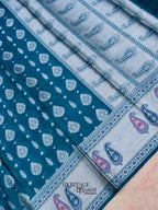 Rama Colour Warm Silk Big Silver Fancy carry Buta Saree