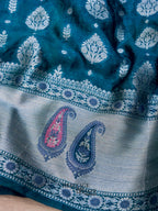 Rama Colour Warm Silk Big Silver Fancy carry Buta Saree