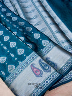 Rama Colour Warm Silk Big Silver Fancy carry Buta Saree
