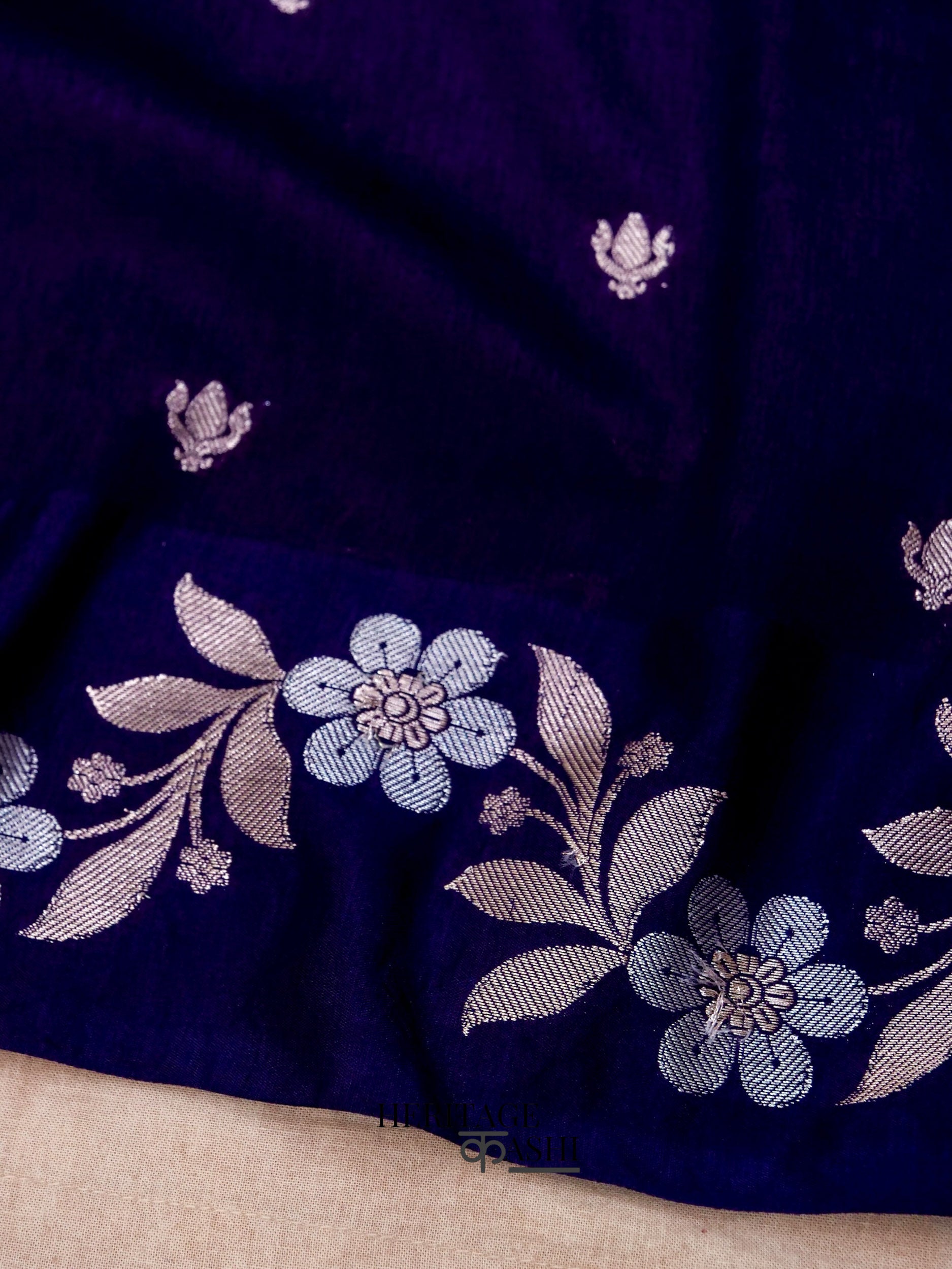 Purple Mango Silk Banarasi Jaal Border Saree