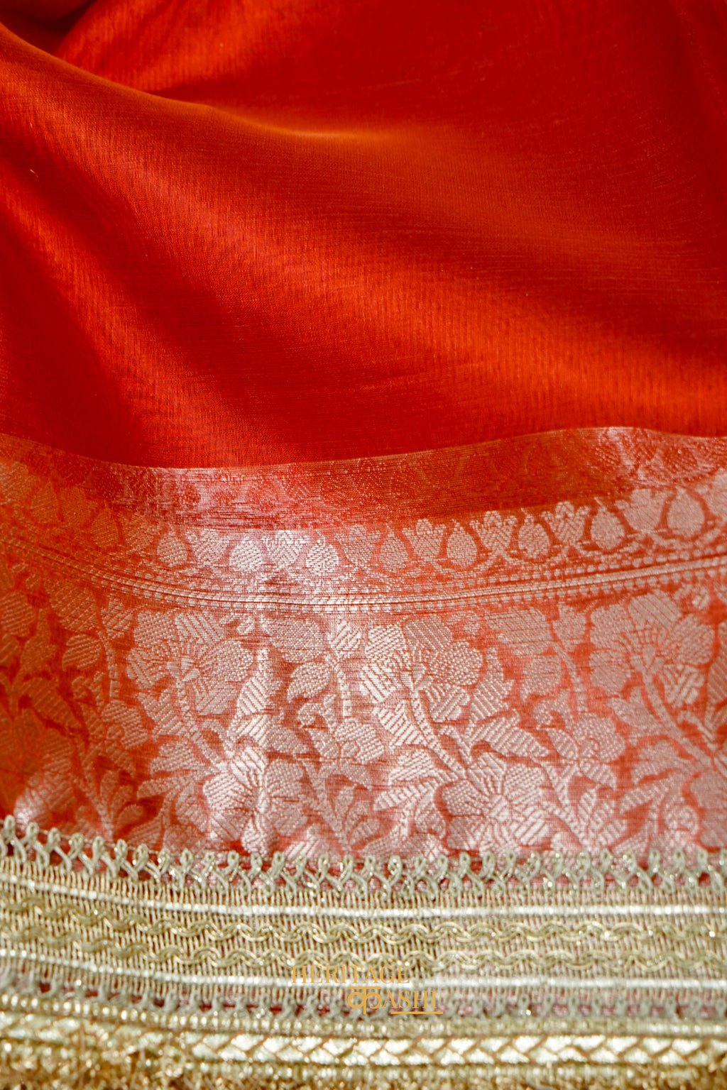 Burnt Orange Maharani Tissue Silk Saree