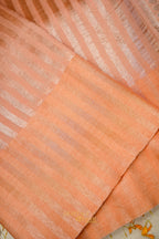 Peach Banarasi Silk Stripe Saree with Premium Satin Border