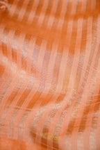 Peach Banarasi Silk Stripe Saree with Premium Satin Border