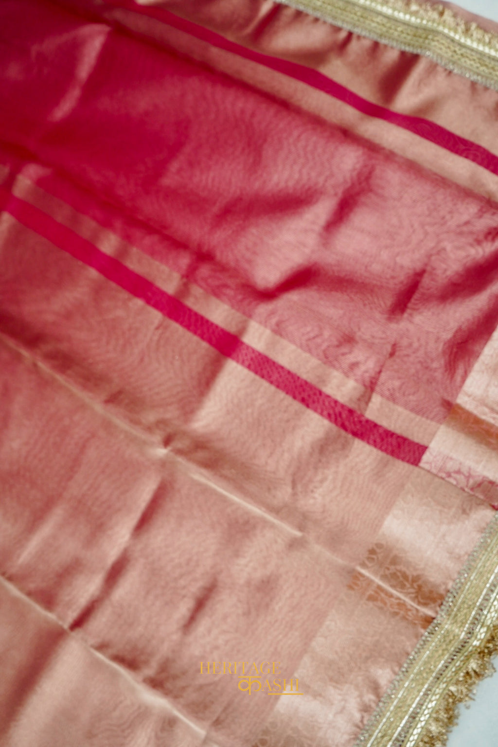 Rose Gold Maharani Tissue Silk Saree