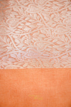 Peach Banarasi Silk Stripe Saree with Premium Satin Border