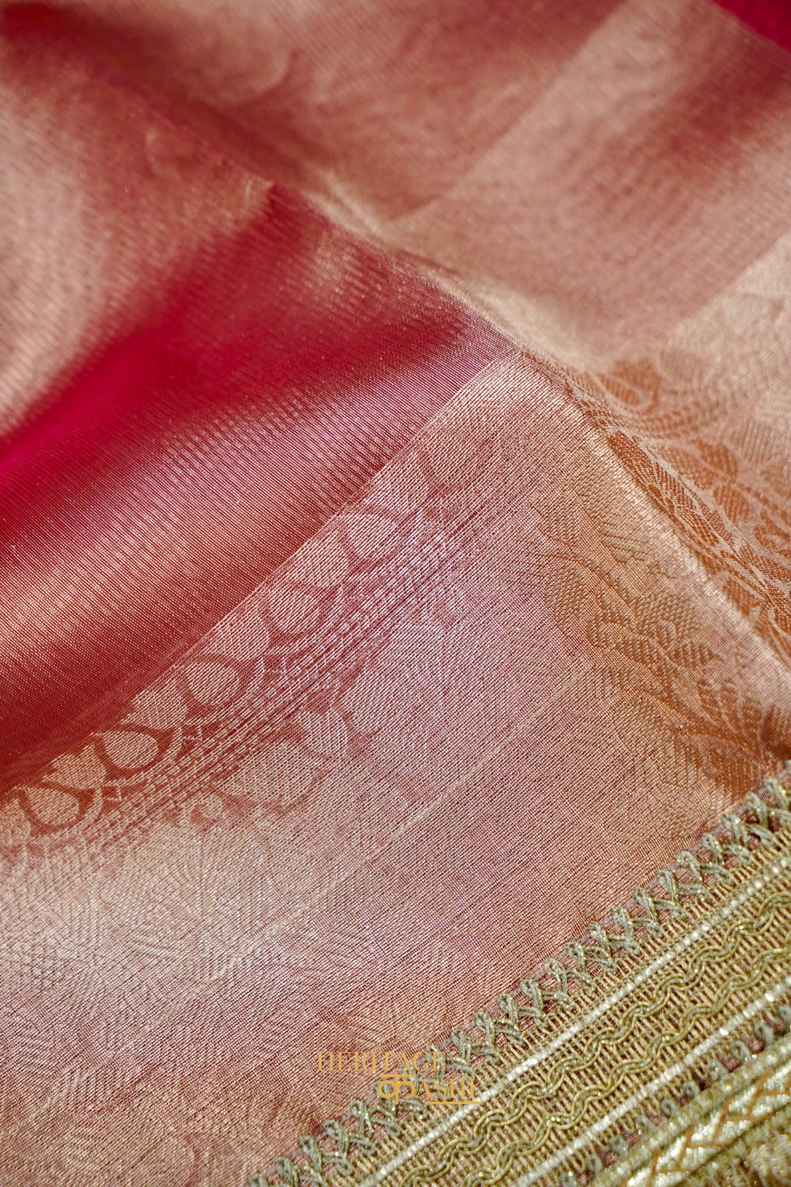 Rose Gold Maharani Tissue Silk Saree