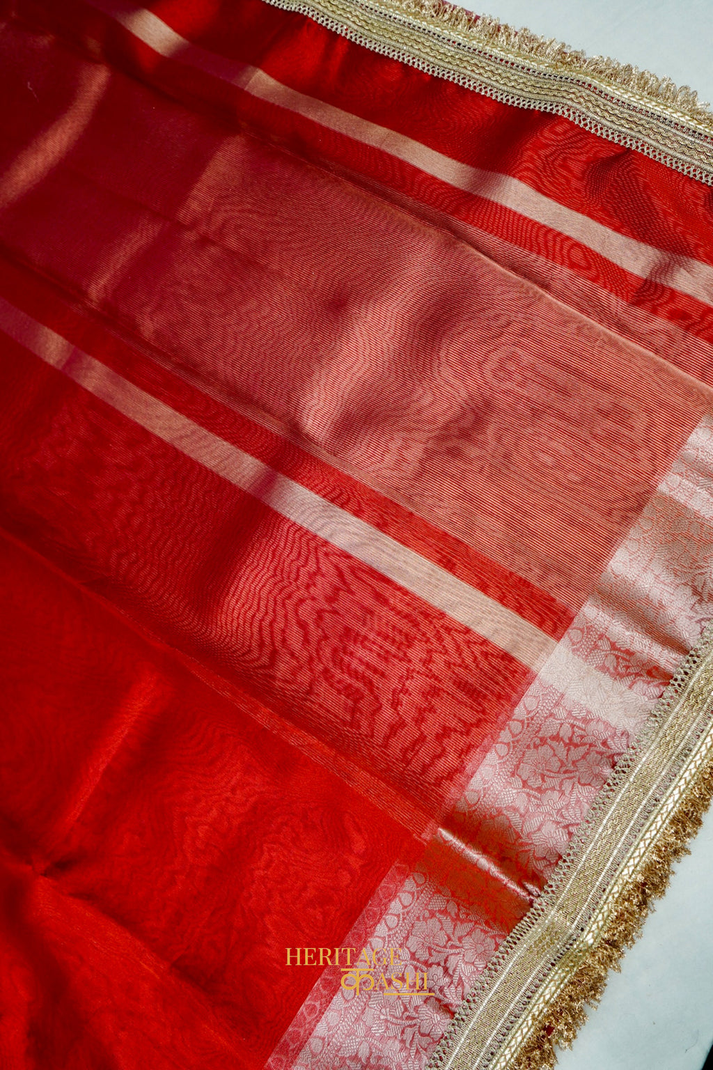 Crimson Red Maharani Tissue Silk Saree