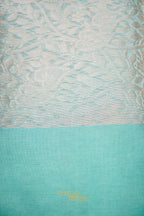Aqua Blue Banarasi Silk Stripe Saree with Premium Satin Border