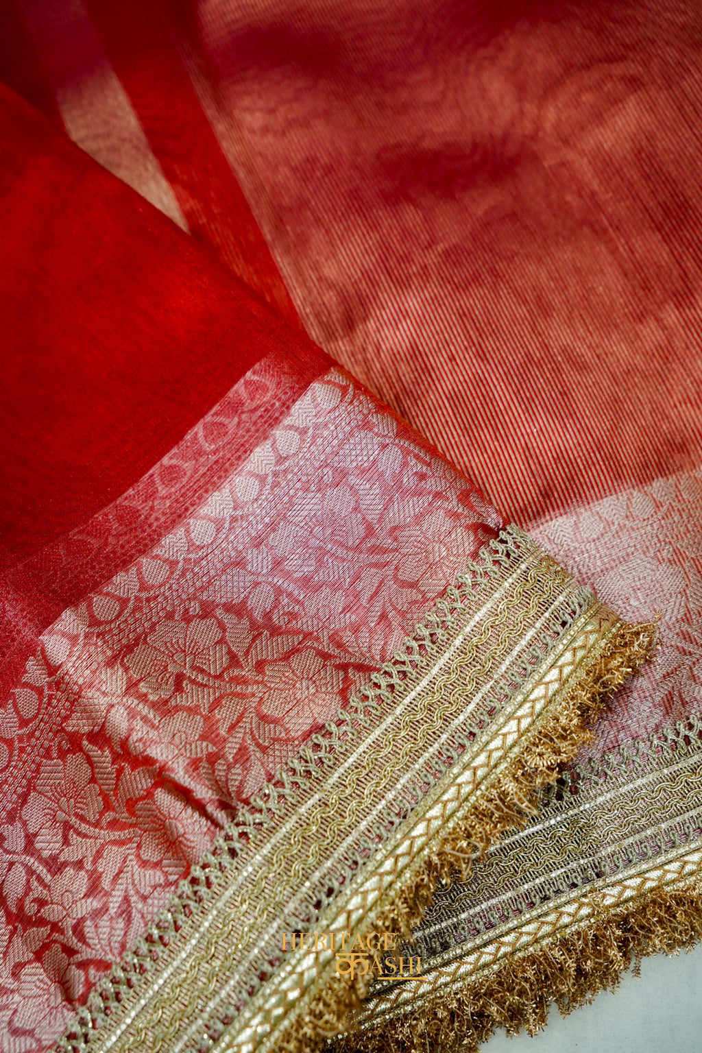 Crimson Red Maharani Tissue Silk Saree