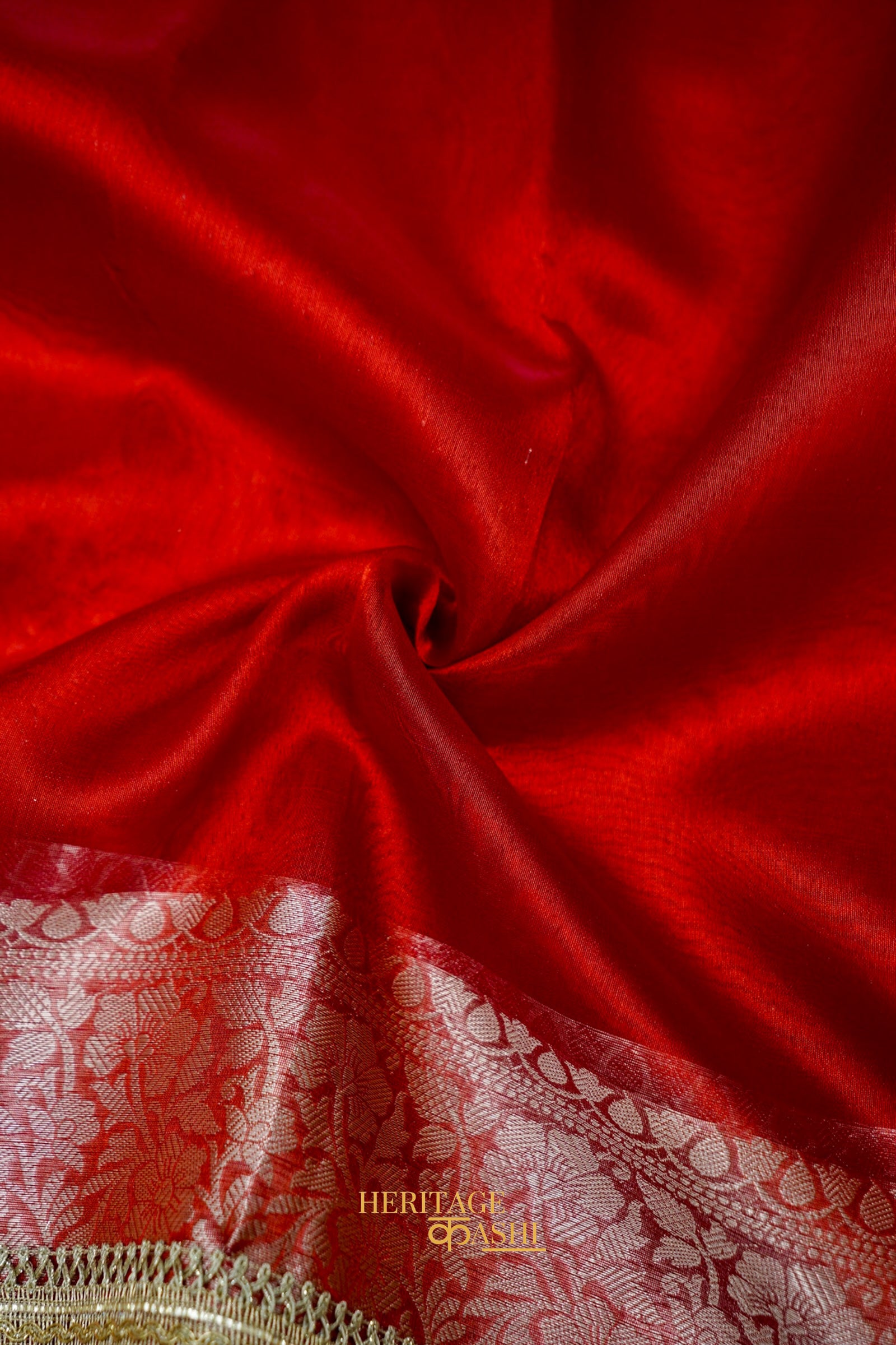 Crimson Red Maharani Tissue Silk Saree