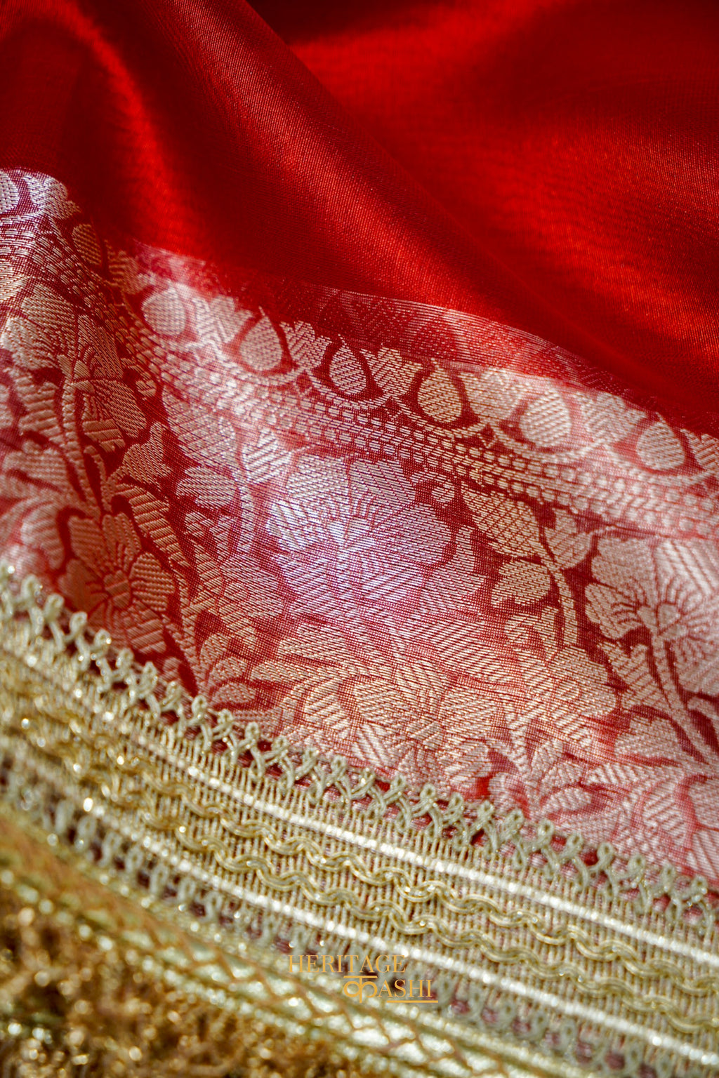 Crimson Red Maharani Tissue Silk Saree